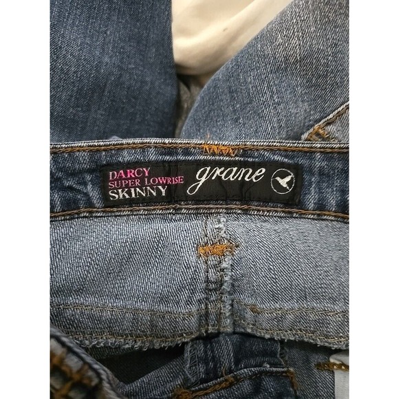 Grane Jeans Size 7 Darcy Super Low Rise Skinny Retro Y2K Distressed Wash - Picture 2 of 6